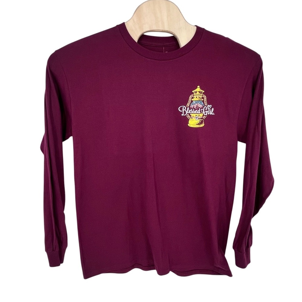 Blessed Girl T-Shirt Womens Large Maroon Long Sleeve Lantern Psalm 119:105